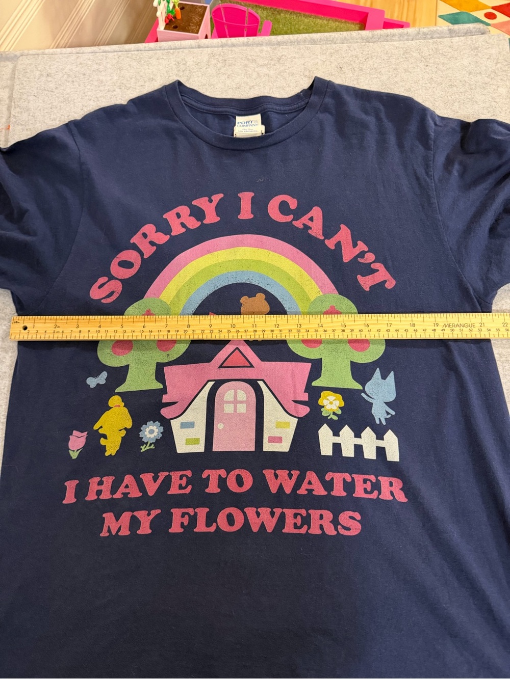 Navy Graphic Tee "Sorry I Can't I Have To Water My Flowers" - Picture 6 of 8